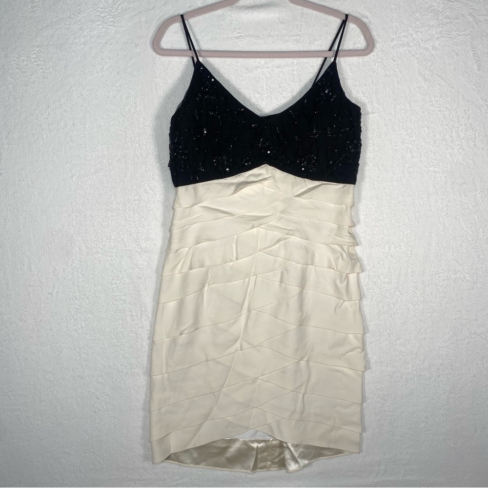 CHETTA B Evening Formal Cocktail dress Cream Black Size 12 Prom